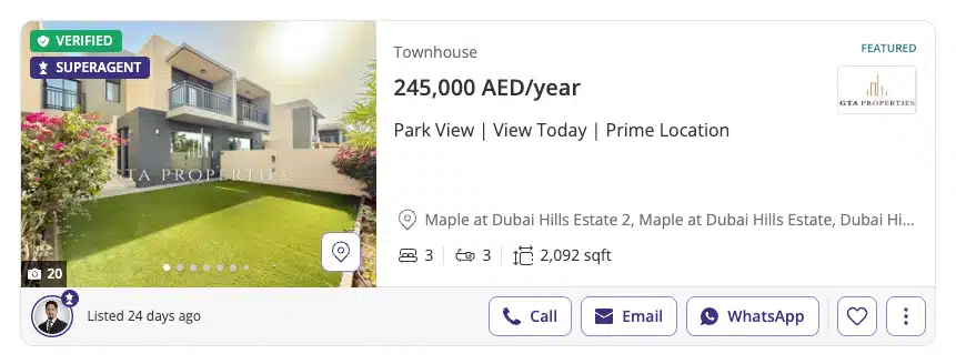 Property Finder – таунхаус в Dubai Hills
